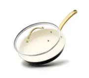 Nutrichef 8'' Small Fry Pan with Lid - Non-stick Pan with Silicone Handle