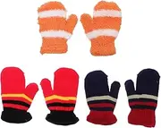 [FOMIYES] Thermal Knitting Gloves for Boys and Girls (1-7 Years) 3 Pairs Thick Warm Cartoon Pattern for Autumn Winter