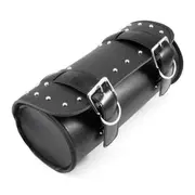 Universal Motorcycle PU Leather Tool Bag Front Fork Handlebar Saddlebag Roll Barrel Racing Tail Barrel Storage Black