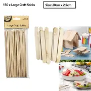 150x Wooden Craft Stick Paddle Pop Stick Coffee Tea Ice Cream Stirrers 20x2.5cm