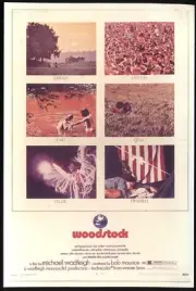 Modern FILM POSTER Postcard: WOODSTOCK (Joan Baez, Joe Cocker). Free UK p&p