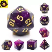 Black & Purple Galaxy RPG Dice Set -#FBG1032 - Dice