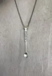 BANNED 1970s MCDONALD'S SPOON RAVE NECKLACE FESTIVAL BURNING MAN: SOLID SILVER
