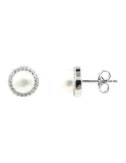 [Pure Elements] Brilliant Halo Pearl Silver Stud Earrings