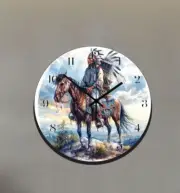 Native American Indian Chief Art Wall Hanging Clock Time Piece On Horse Back