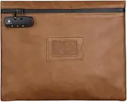 Qianly Password Lock Document Bag Document Bag PU Leather Multifunctional Document Envelope File Folder for Passport Credit Card, Brown
