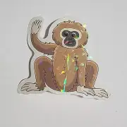 Sticker Decal Gibbon Monkey cartoon shiny New Unused 2.5"