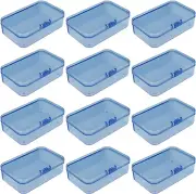 Mini Rectangular Plastic Storage Boxes with Hinged Lids - 12 Pack, Blue