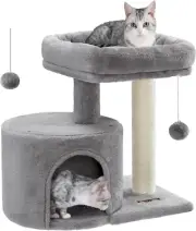 FEANDREA Cat Tree, Cat Tower with Sisal-Covered Scratching Posts, Cat Bed, And