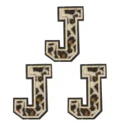 Letters J Patches Leopard Iron-On Letters Patch for Clothing Repair 3 Pcs
