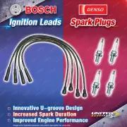 Bosch Ignition Leads + 4 x Denso Iridium TT Spark Plugs for Volvo 240 4Cyl 8V (for: Volvo)