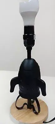 Black Rocket Ship Lamp w/ Wood Base-By Pillowfort, Target (No shade) New