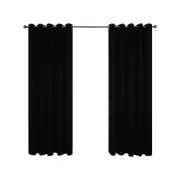 Windoware 120 x 223cm Black Maple Eyelet Blockout Curtain - 1 Pack - Black