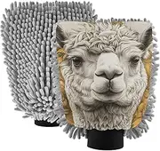 XYMZR Absorbent Microfiber Car Wash Mitt Alpaca Flower Cute, Funny Cute Anime Scratch Free for Cars Cleaning, Home Cleaning Mitts, 2 Pack, 10.24” L x 7.09” W