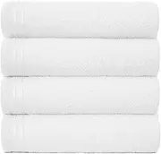 GC GAVENO CAVAILIA Large Towels Bath Sheet - Highly Absorbent Egyptian Cotton Towel Set - 4 Pack Extra Soft Large Bath Towel White - Quick Dry Bath Sheets - 450 GSM Washable Towels, 75X135 Cm