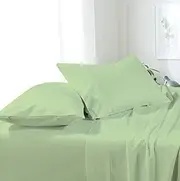 NON Sticky cotton Premium California King Waterbed Sheets, 4 Piece Egyptian Cotton Attached Sheet Set with 15" Deep Pocket, Soft Breathable Bedding for Waterbeds 84" x 98", Sage Solid