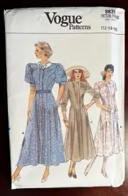 Vogue 9839 Princess Seam Dress with Hidden Buttons Pattern Misses 12-14-16 UNCUT