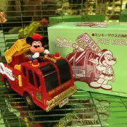 MASUDAYA MICKEY MOUSE FIRE ENGINE WIND UP NEW IN MINT BOX RARE 1983