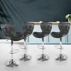 4 PCS Gas Lift Swivel Bar Stool PU Leather Padded Seat Chrome Base Elegant Black