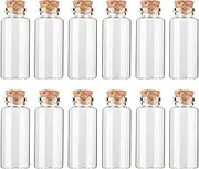 HPOPO 12PCS Mini Glass Bottle with Wood Cork Stoppers,30ml DIY Decoration Glass Jars for Halloween Decorations,Wedding Party Favors