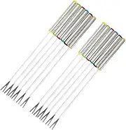 HAKIDZEL 12Pcs Stainless Steel Fondue and Dessert Forks with Heat Insulating Handles for Cheese and Fruit for Outdoor Picnics Bbqs and Parties