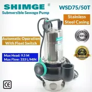 Shimge Stainless Steel Casing Submersible Sewage/Sump Pump WSD75/50T