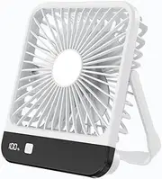 Small Portable Desk Fan&desk fan, strong wind ultra-quiet small personal fan, 180° tilt folding, 5 adjustable speeds, USB wired power supply mini, suitable for HomeBedroomOfficeOutdoorCamping(White)