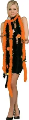 Halloween Feather Boa Black With White Ghost