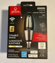 Globe Edison Smart LED Bulb B11 E12 Tunable White Wi-Fi 350 Lumens