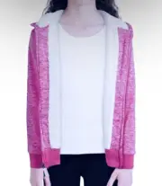 CONEY ISLAND Hoodie Girls 14-16 Full Zip Sherpa Lined Heather Pink Sweat Jacket