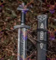 Viking Sword Damascus Steel Northmen Buster Sword Battle Ready Sword Scabbard