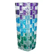 Murano Glass Vase Purple Green Blue Hand Made Painted Millefiori 16cm High