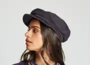New Brixton Unisex Fiddler Unstructured Fisherman Cap Hat M Navy Flat newsboy