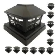 16 Pcs Black Solar Garden Cap Post Light 6X6 Plastic 2 Bright SMD LED Cap Light