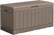 320L Lockable Resin Deck Box Waterproof Outdoor Storage Container for Patio Furniture Cushions & Pillows (Light Brown)
