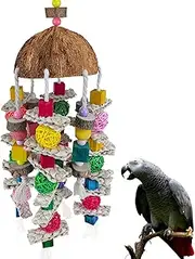 Cokliomc Bird Toys, Bird Large Parrot Toys, Natural pet Bird Chewing and Chewing Toys for Amazon Parrots, African Gray Parrots, Macaws and Other Medium and Large Birds
