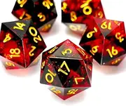 5 Pieces D20 Dice 21MM 20 sideds DND Resin Sharp Edged Resin Dice for Dungeons and Dragons, RPG, MTG Polyhedral D&D Dice (Red + Black)