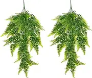 AU008-4 2 Piece Artificial Dense Persian Ferns,Wall-Mounted Faux Hanging Greenery,Fake Plastic Plants for Indoor and Outdoor Decorations,76cm(29")