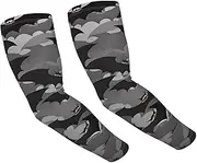 [FHEDVBN] Halloween Bats Grey Arm Sleeves Compression Arm Covers for Men Women Outdoor Sun Sleeves Cooling Sports Sleeve, Black