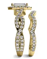 Halo Infinity 3.23 Ct F VVS1 Emerald Cut Lab Grown Diamond Engagement Ring Set