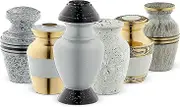 Fedmax Keepsake Cremation Urns, White (6pc), Small Funeral Urns for Human Ashes w/Velvet Box, by