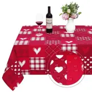 Valentine's Day Tablecloth Square 55x55 Inch, Buffalo Plaid Love Heart Table ...