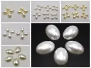 Craft DIY Ivory White Oval Rice Half Pearl Bead Flat Back Cabachons Scrapbook