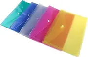 KALLORY 24pcs Envelope File Document Organizer with Snap Button Transparent Document Envelope Folder (Yellow)