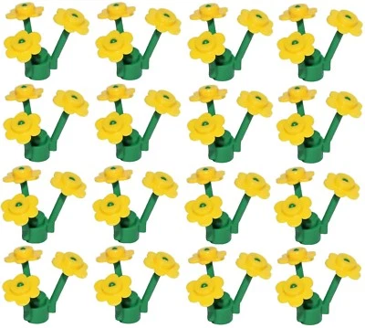 ☀️NEW LEGO 12 Flowers YELLOW with 16 STEMS (48 Pcs Little Flowers Total)