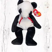 TY Beanie Baby - FORTUNE the Panda Bear (8 inch) With Tags Attached Black White
