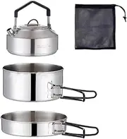 Lljsszr Camping Cookware Set Camping Pot and Pan with Kettle Cooking Gear Cooking Set for Traveling