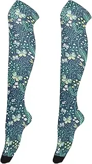 [Caihoyu] Women High Thigh Socks Lightweight Long Knee High Socks Over Knee Thigh High Socks for Special Occasions Summer Herbs and Butterflies, Summer Herbs and Butterflies