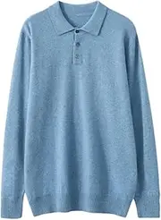 [Zadaos] Men's 100% Cashmere Sweater Pullover Casual Loose Knitted Large Top Underlay Jacket Shirt Blue XXL