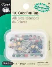 Dritz 36 Color Ball Pins-Size 17 100/Pkg